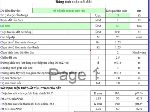 File Excel tính toán điện trở nối đất: Chống sét - An toàn điện - Hệ thống điện nhẹ