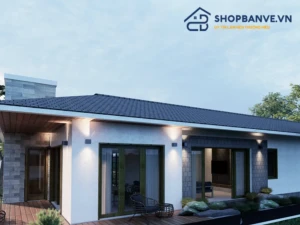 Hồ sơ thiết kế nhà cấp 4 chữ L 3 phòng ngủ – Đầy đủ bản vẽ Kiến trúc và Kết cấu