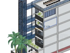 Hồ sơ thiết kế nhà phố 4 tầng 6,6x12,6m: Model Revit Kiến trúc & Bản vẽ M&E tích hợp Điện mặt trời