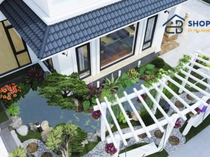 Hồ sơ bản vẽ AutoCAD thiết kế biệt thự vườn 2 tầng hiện đại diện tích 12x30m đầy đủ công năng