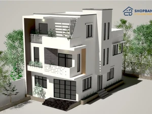 Hồ sơ thiết kế biệt thự 3 tầng 7,4x13m: Trọn bộ bản vẽ Kiến trúc và Cơ điện (M&E) chi tiết