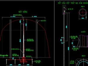 Hồ sơ bản vẽ chi tiết cột chống sét trực tiếp cao 16m và 25m – Giải pháp kim thu sét hiện đại & cổ điển