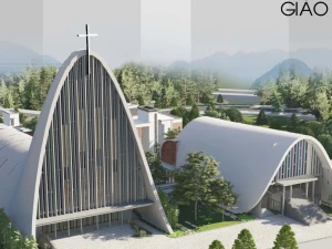 Hồ sơ đồ án tốt nghiệp Nhà thờ Công giáo – Full bản vẽ CAD, Model Sketchup và hậu kỳ Photoshop