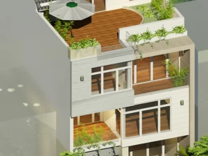 Hồ sơ thi công nhà phố 3 tầng 8x18m hiện đại – Full bản vẽ Kiến trúc, Kết cấu và Cơ điện (M&E)