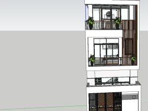 Hồ sơ thi công nhà phố lệch tầng 5x15m hiện đại – Trọn bộ bản vẽ CAD và Model Sketchup tối ưu không gian