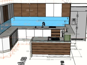 Hồ sơ thiết kế tủ bếp và quầy đảo hiện đại – Trọn bộ Model Sketchup 3D chi tiết và Kích thước lắp đặt chuẩn phong thủy
